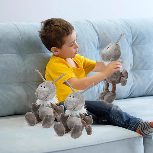 3 Pcs Ant Plush with Scarf, Cuddly Stuffed Animal Plush Toy for Birthday Holiday Party Gifts, 12 Inch (Gray)