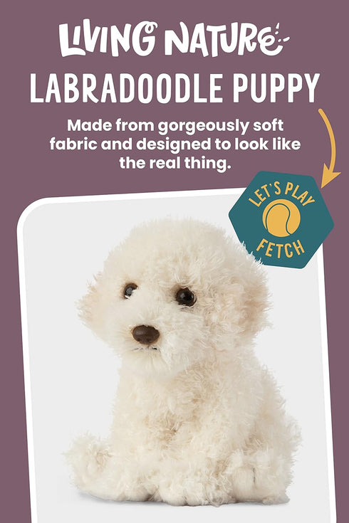 Living Nature Labradoddle Puppy Stuffed Animal | Fluffy Dog Animal | Soft Toy Gift for Kids | 6 inches