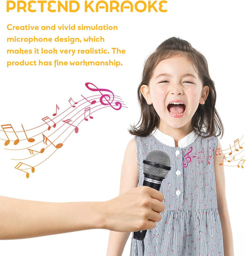NUOBESTY Pretend Microphone for Kids - Black Plastic Karaoke Music Toy for Birthday Party Favors