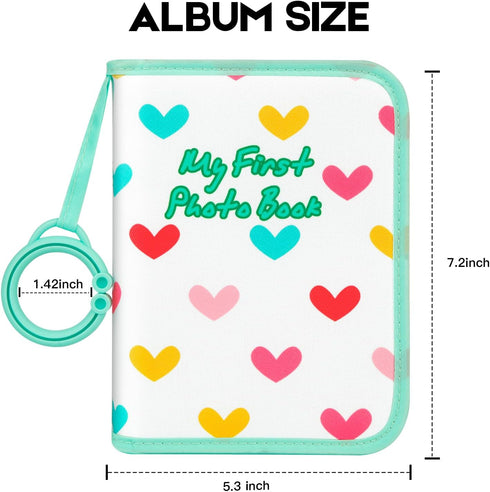 My First Photo Book for Baby or Toddlers, 21 4x6 Photos, Soft Cloth Family Album, Cute Gift for Newborns (Green)