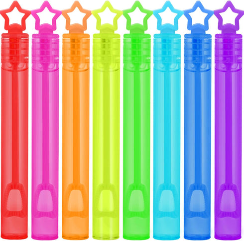 32 Pcs Neon Bubbles Party Favors - 8 Colors Mini Star Bubble Wands in Gift Box for Kids Birthday Treats