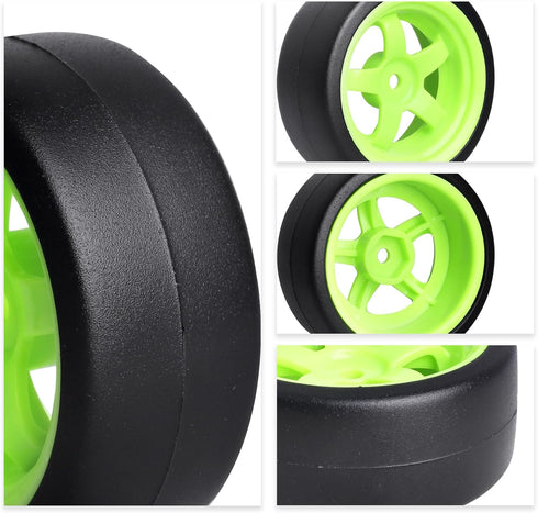 CrazayHobby RC Drift Wheels and Tires, Hard Plastic Slick Tires 12mm Hex for 1/10 Traxxas, Tamiya, HPI On-Road Car