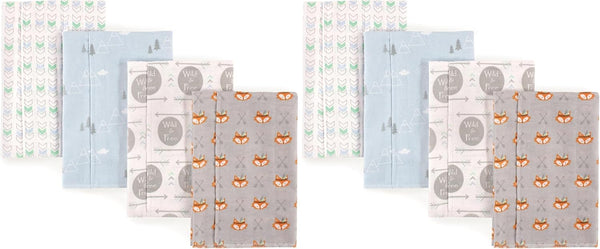 Luvable Friends Unisex Baby Cotton Flannel Burp Cloths, Wild Free, One Size