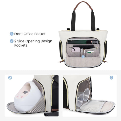 LOVEVOOK Breast Pump Bag - Diaper Bag Tote 3Pcs Set for Breastfeeding Moms with 15" Laptop Pocket, Cooler Bag &