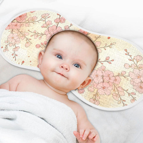 decor gift 4 Pack 22x11in Cotton Burp Cloths Muslin Breathable Red Pink Flower Blooming wash Cloths for Newborns