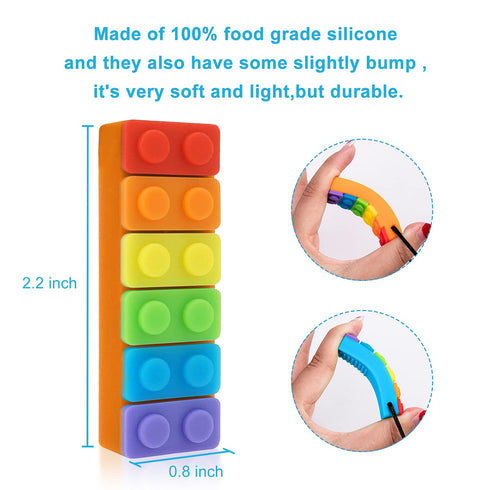 Children,5 Pack Sensory Chew Necklace, SLGOL Rinbow Color Silicone Chew Pendant Training and Development Fidget Toy