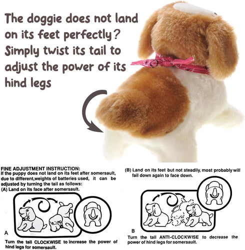 PowerTRC Cute Somersault Little Puppy | Pet Toy Dog Barks, Sits, Walk, and Flips