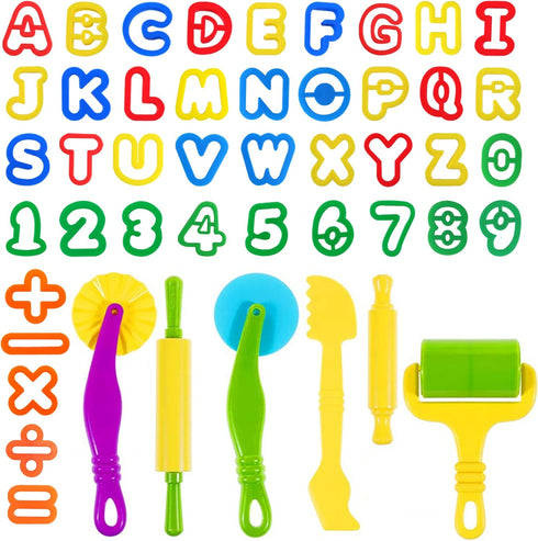 Dough Tools Play Dough Cutters - 47 PCS Various Shapes of Letters, Numbers, Symbols