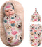 Nanyizly Cute Puppies Flamingos Leaves Newborns Beanie Swaddle Blanket Set Baby Receiving Blankets