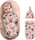 Nanyizly Cute Puppies Flamingos Leaves Newborns Beanie Swaddle Blanket Set Baby Receiving Blankets