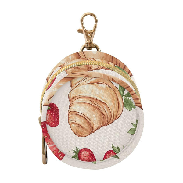 YETTASBIN Strawberry Bread Portable Pacifier Holder Case with Metal Hook Buckle & Zipper