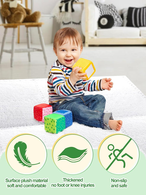 12 Bedroom(11.8", pcs Thickened Plush Foam Interlocking Floor Mat, Interlocking Foam Tiles with Edgings for Baby, Soft