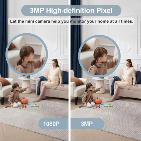 ZHENHAN 24/7 Mini Camera Wireless Indoor Security Camera with Night Vision: Motion Detection, Dual Storage (Cloud/SD)