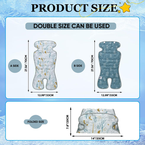Miracle Baby Summer Babies(1-Pack) Gel Car Seat Cooling Pad, Reversible Cooler Mat for Stroller, Seat Liner