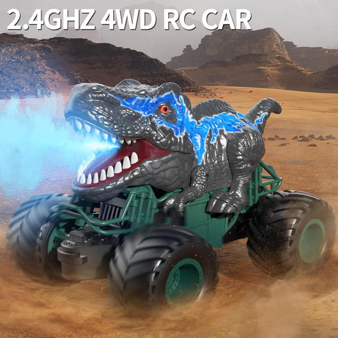 Bennol 2.4GHz Dinosaur Remote Control Car Toys for Kids Boys 4-12, RC Car with Light, Sound, Spray for Indoor Outdoor