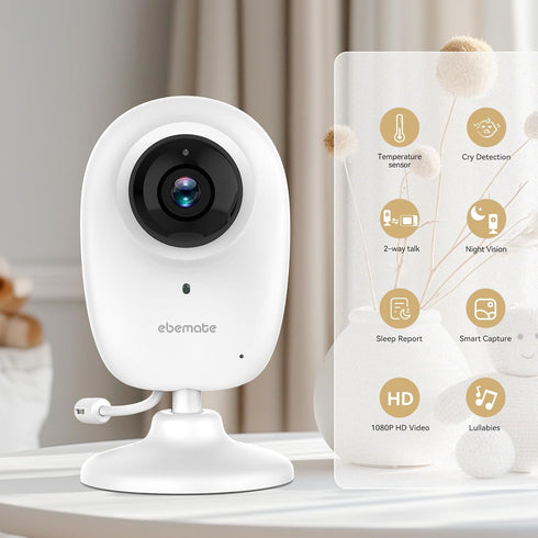 ebemate 1080P Vision,1500Ft EU2se Smart Video Baby Monitor with Camera,No Glow Night Long Range,Baby Monitoring
