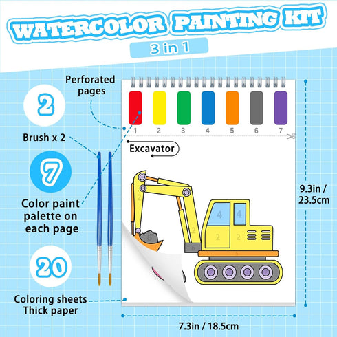 SOCOLER 1-3, 4-8 Paint with Water Coloring Books for Toddlers, Traffic Theme Mess Free Watercolor Painting Papers