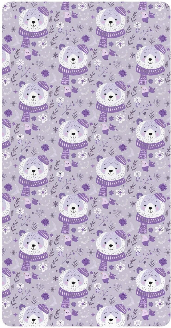 miaozhen Cotton Baby Crib Sheets Soft Lavender Bear Winter Toddler Cirb Bedding Cover