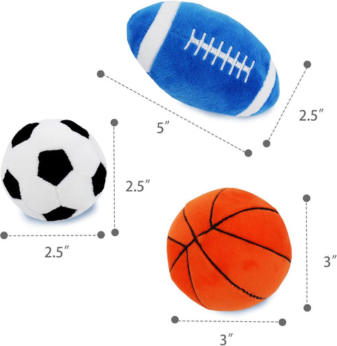 June Garden 3" My First Basketball, Plush Baby Squeaky Sensory Toy, Safe Soft Sports Toy for Infants