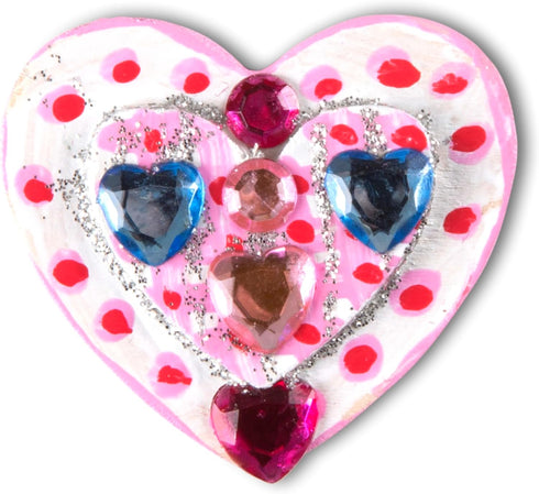 Melissa & Doug Created by Me! Wooden Heart Magnets Craft Kit - 4 Designs, 4 Paints, Stickers, Glitter Glue, 8.75 x 5