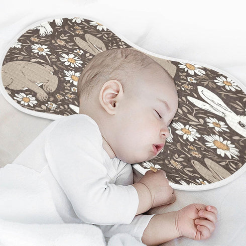 Bulletgxll Set 4, White and Brown Rabbits Unisex Baby Burp Cloths of Soft Absorbent Organic Cotton Muslin Burping
