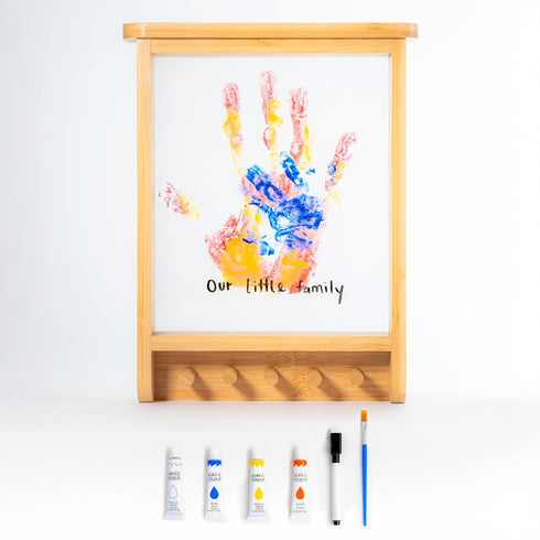 Family Handprint Kit & Key Holder DIY Eco-Friendly Bamboo Keepsake Kit with