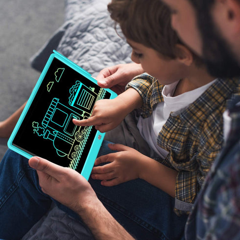 FLUESTON 15 Inch LCD Writing Tablet - Colorful Doodle Board for Kids 3-8, Educational Learning Travel Birthday Gift,