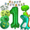 Happy 1st Birthday Decorations - Large Dinosaur Foil Balloons, Number 1 & Dinosaur Printed Balloons, Banner for Boy &
