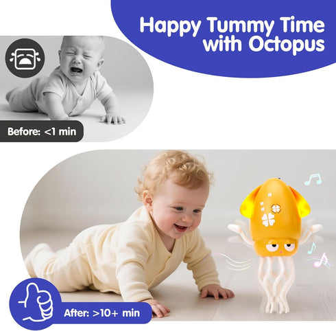 Tummy 3 4 5 6 hahaland Dancing Octopus Baby Toys, Magic Musical Crawling Time Toy, Toddler Sensory Toys for Year Old