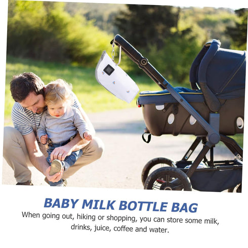 ERINGOGO Portable Milk Bottle Warmer Pouch Insulated Feeding for Travel Car Home Use Easy Open Zipper Closure Keeps