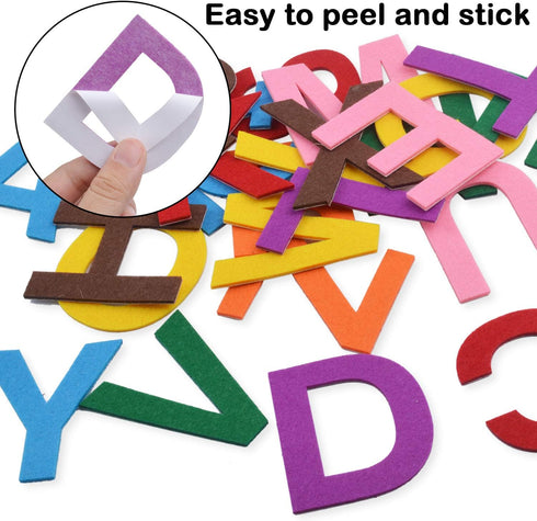 6.5cm Felt Letter Stickers, 52 Pieces Self-Adhesive Foam Alphabet Stickers A-Z, 8 Assorted Colors