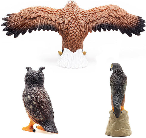 Kids(3Pcs) Gemini&Genius Falcon, Eagle, Owl Birds Animals Action Figure Toys