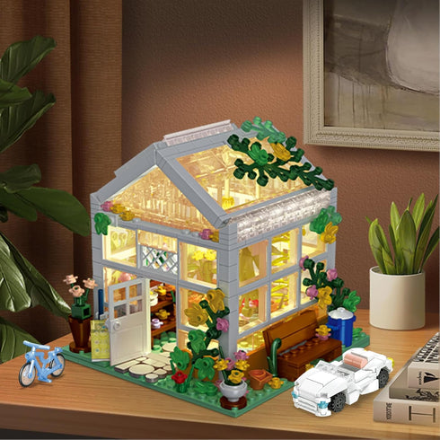 QLT White Flowers House Building Set, Compatible with Lego Flower Friends House, 639 Pcs Greenhouse Toy