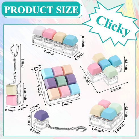 Oppaxf 6Pcs Keyboard Fidget Toy Keyboard Fidget Keychain Decompression Toys Fidget Clicker Keyboard,Fidget Keychain