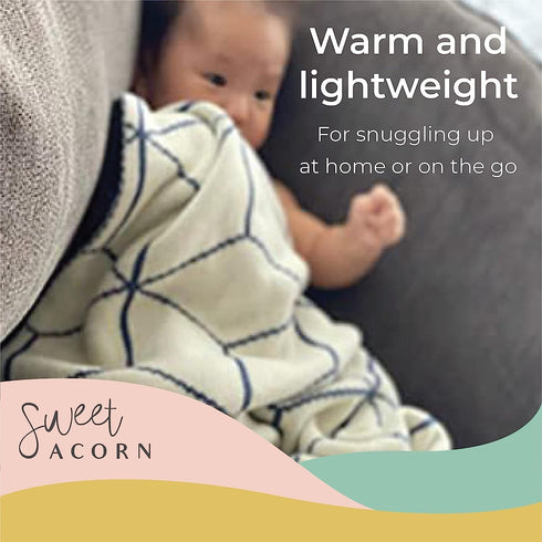 Knit Baby Blanket - Organic Cotton Receiving Blankets for Girls & Boys, Soft Knit Stroller/Throw Blankets, Geometric