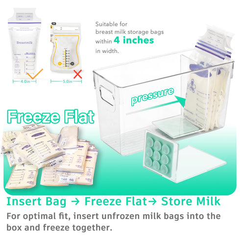 Ugotfeels 2 Breastmilk Storage Container with L Shaped Separator Boards, Dividers Will Flatten Standing Breast Milk