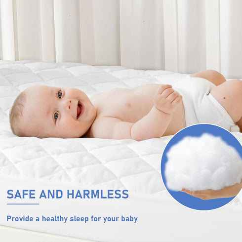 1 Pack 4" 9", 52"x28", GRT Waterproof Crib Mattress Protector, Quilted Baby Mattress Cover Fitted Deep Pocket from up