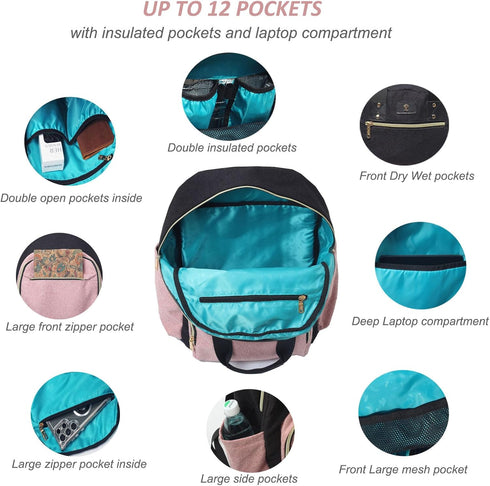 ESVAN Backpack, Pack Diaper Bag Large Capacity Multifunction Baby Essentials Fashion Travel Linen Canvas office Laptop
