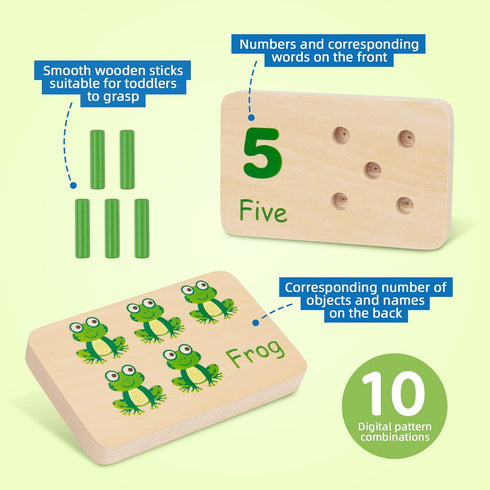 Counting 55 TOOKYLAND Peg Board Toddler Toys, Wooden Toys with Pegs, Wooden Math Manipulatives,Montessori Math