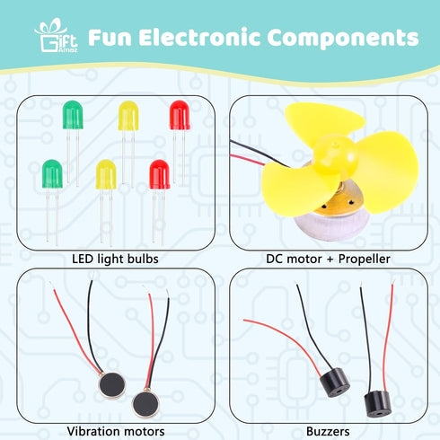 Set 8-12 GiftAmaz Paper Circuits Kit for Kids, STEM Electric Circuit Motors Kit, Child-Friendly Paper Circuit Board, DC