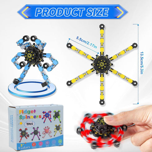 HiQCGS 9-Pack Transformable Fidget Spinners Sensory Toys for Kids & Adults with ADHD, Autism, Anxiety Relief Easter