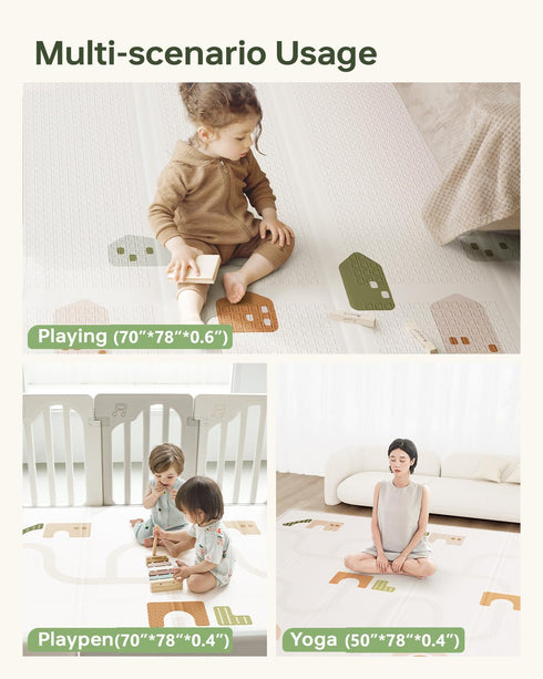 Outdoor(50"*78"*0.4") BG-BABYGO Baby Play Mat Foldable Baby Floor Play Mat Large Soft Foam Playmat for Babies