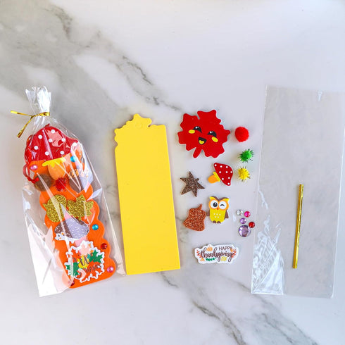 Winlyn 32 Sets Fall Crafts Kits, DIY Fall Bookmarks Decorations Art Sets with Maple Leaves, Smile Face, Owl, Turkey,