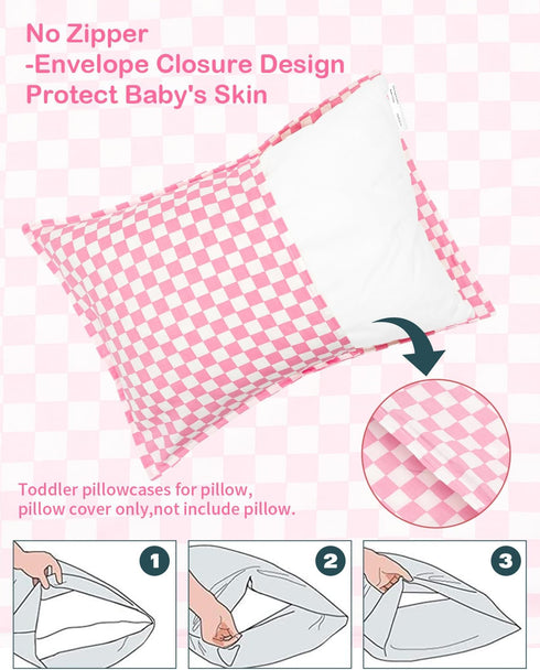 2 Pack 13"x 18" 14"x19" ALVABABY Toddler Pillowcases Organic Cotton Fit or Kids Pillow Cover Envelope for Girl Boy