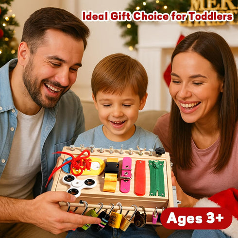 2-5 Set, INIFEIDALA Montessori Wooden Busy Board - Fine Motor Skills Toys for Year Old Boys Girls, Preschool STEM Life