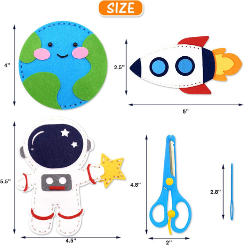 7 8 9 10 11 12 Set 11 CiyvoLyeen Space Sewing Kit for Kids Solar System DIY Activity Kids Felt Craft Supplies for Girls