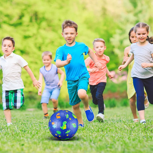 Soccer Ball for Boys Girls 4 to 6, Dinosaur Size 3 Small Cute Soccer Toy for Outdoor Indoor Game with Pump (Blue