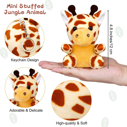 16 Set 3.75 Inch Elcoho Piece Safari Mini Stuffed Jungle Animal - Small Stuffed Forest Animal Animal Keychain Plush