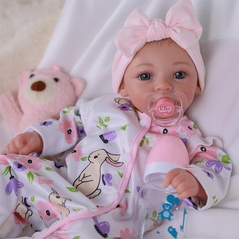 18-Inch 3+ BABESIDE Reborn Baby Doll Girl Realistic Lifelike Bebe Reborn de Silicona with Bunny Outfit, Magnetic