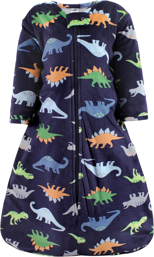 Hudson Baby Unisex Long Sleeve Plush Faux Fur Sleeping Bag, Wearable Blanket, Dinosaurs, 0-6 Months